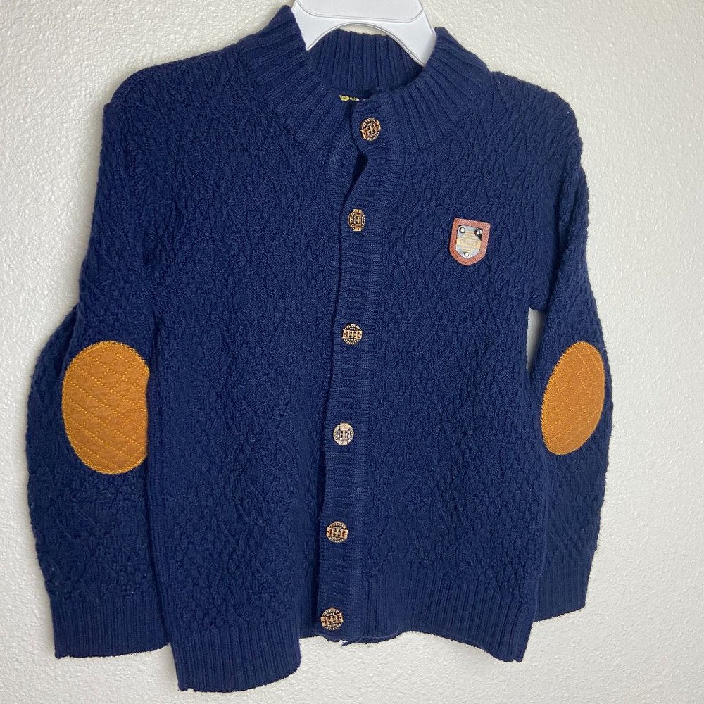 Boys Knit Sweater Cardigan Buttons Navy 8-9Y